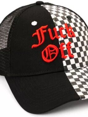 Split Checkered F🌟ck Off Snapback Hat Baseball Cap